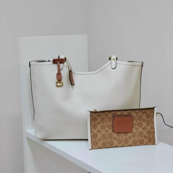 Day Tote With Removable Pouch & Dust Bag (White - 969)