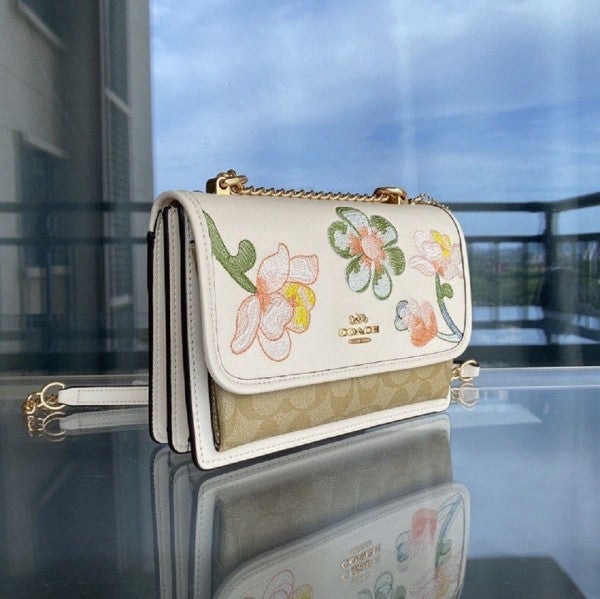Klare Floral Signature Crossbody Bag With OG Box & Dust Bag (Floral White - 381)