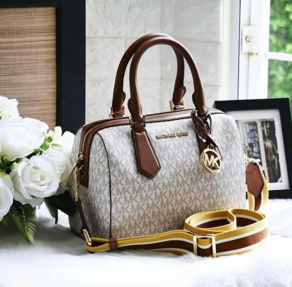 Boston Sling Hand Bag With Dust Bag & Shoulder Strap (White - 320)