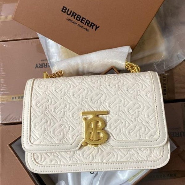 TB Monogram Shoulder Bag With OG Box & Dust Bag (White - 347)