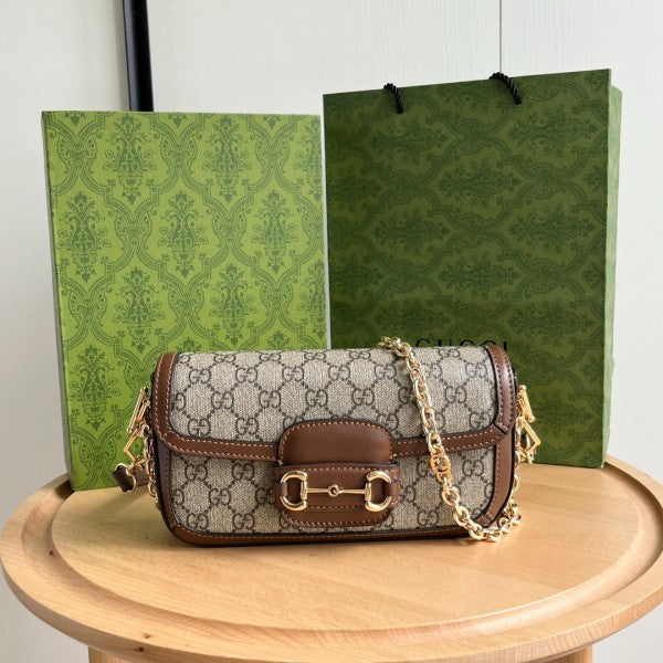 Horsebit 1955 Monogram Crossbody Shoulder Bag With OG Box & Dust Bag (Brown - 987)