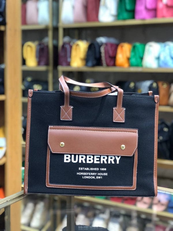 Horseferry London Tote Bag With Dust Bag (Black Brown - 985)