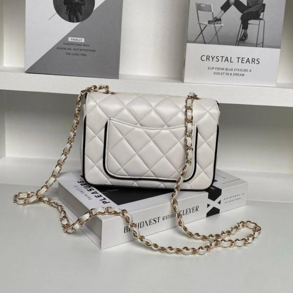 Pearl Classic Panda Flap Shoulder Bag With OG Box & Dust Bag (White - 1202)