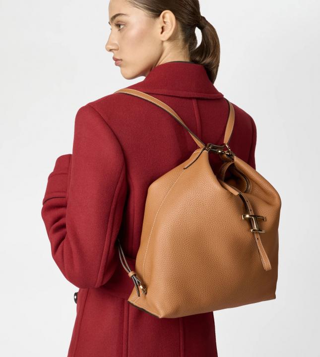 T Timeless Pebble Premium Leather Bag With OG Magnetic Box With Dust Bag (Tan - 1183)