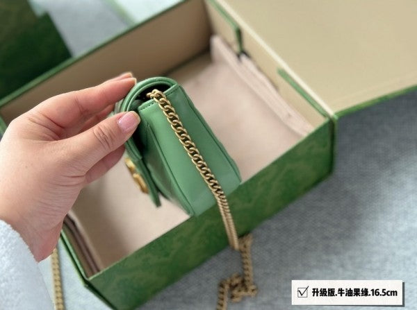Marmont Mini Matelasse Shoulder Bag With OG Box & Dust Bag (Green - 909)