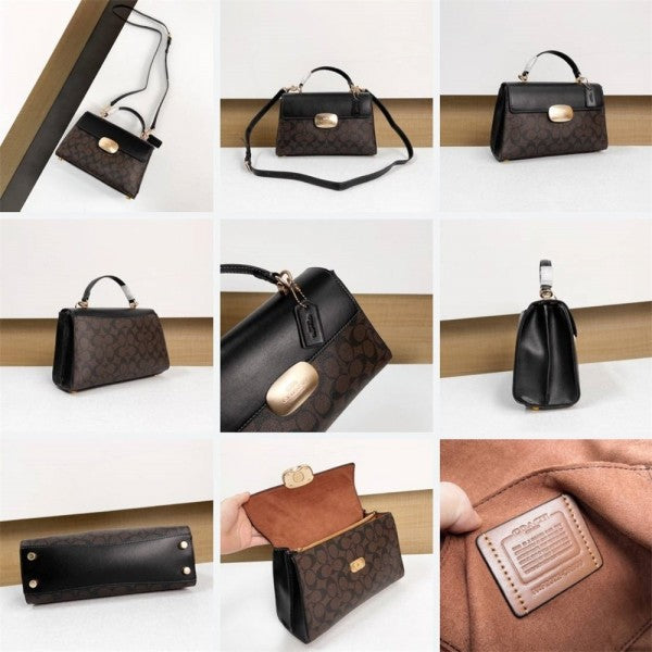 Eliza Top Handle Premium Crossbody Bag With OG Magnetic Gift Box & Dust Bag (Black Brown - 913)