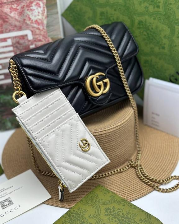 Marmont With Pouch Premium Shoulder Bag With OG Box & Premium Dust Bag & Carry Bag (Black - 877)