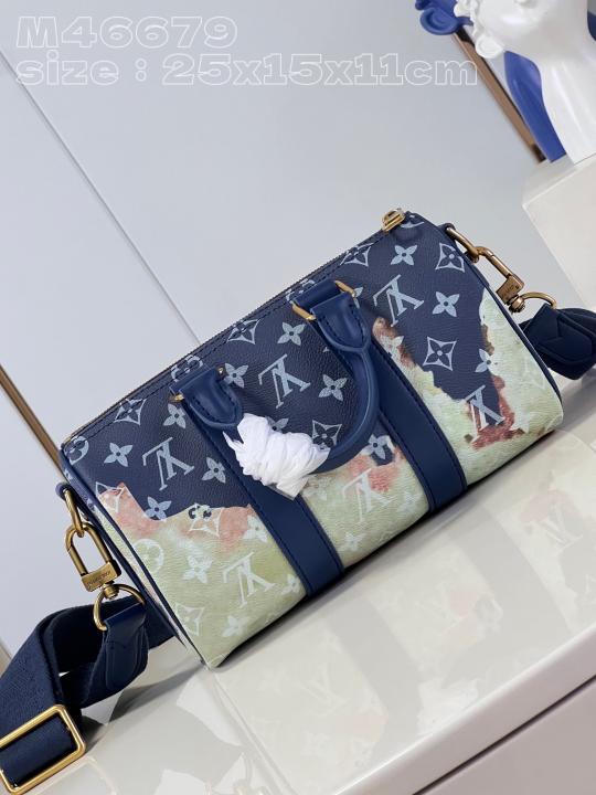 Keepall Bandouliere Monogram Travel Speedy With OG Magnetic Box & Dust Bag (Blue Multi - 960)