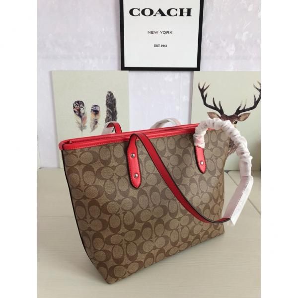 Signature City Tote Bag With OG Box & Dust Bag (Apricot Red - 810)
