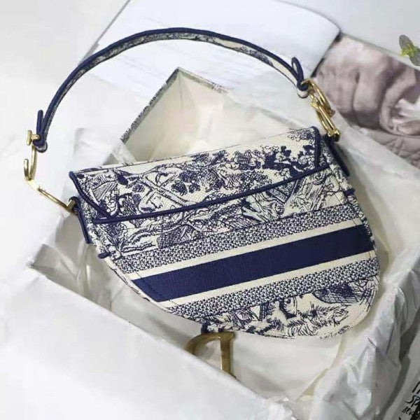 Saddle Blue Embroidery With OG Box & Dust Bag (Blue Tiger - 1035)