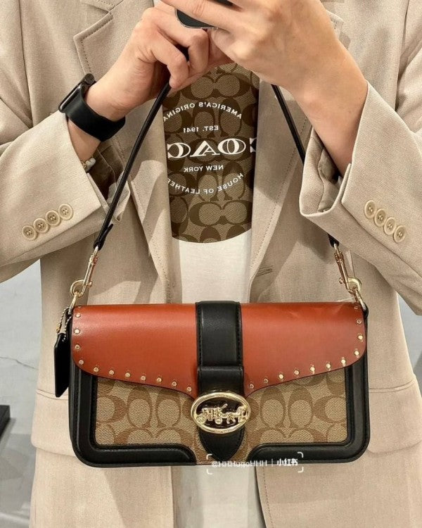 Georgie Signature Shoulder Bag With OG Box & Dust Bag (Red - 132)