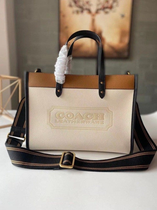 Field Tote Bag With OG Double Box & Dust Bag & Shoulder Strap (White - 116)