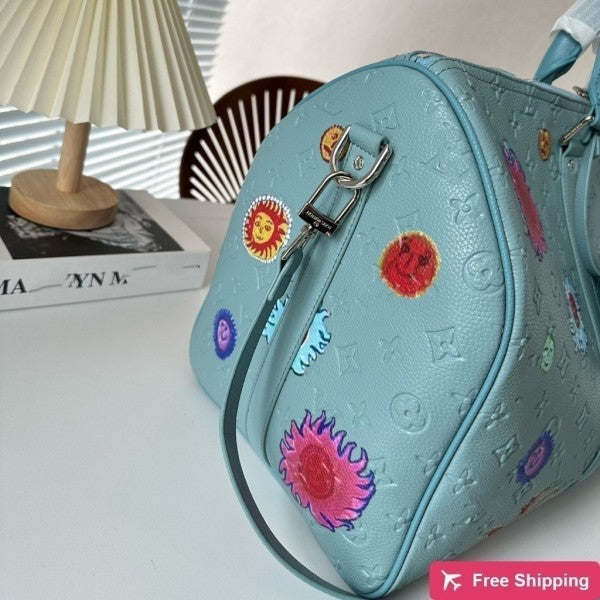 Keepall Bandoulire Premium Unisex Duffle Bag With Dust Bag & Accessories (Blue - 685)