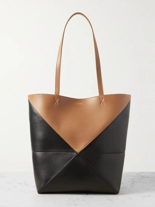 Limited Edition Puzzle Fold Tote Bag With OG Box & Dust Bag (Tan Black - 697)