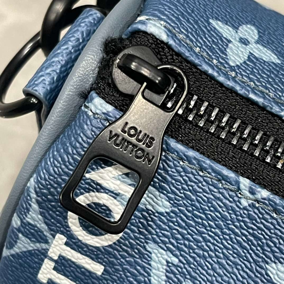 Keepall Bandouliere Monogram Travel Speedy With OG Magnetic Box & Dust Bag & Extra Pouch (Blue Mono - 961)