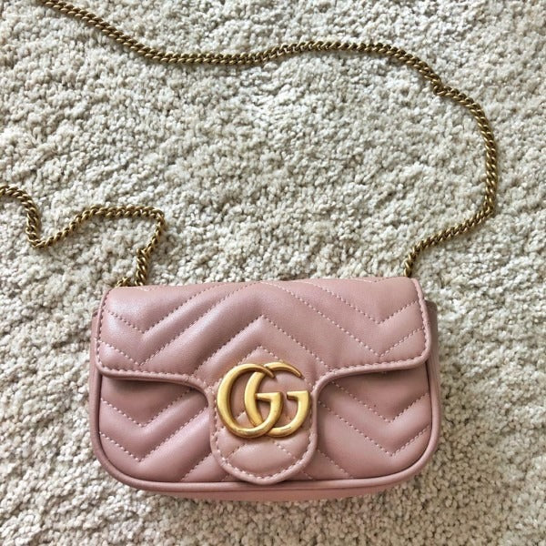 Marmont Mini Matelasse Shoulder Bag With OG Box & Dust Bag (Pink - 908)