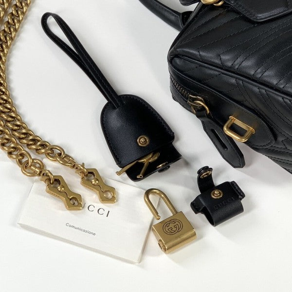 Marmont Top Handle Speedy Premium Bag With OG Box & Dust Bag & Carry Bag & Accessories (Black - 902)