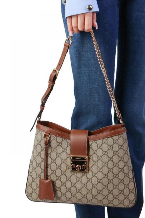 Padlock Medium Shoulder Bag With Dust Bag (Brown - 1149)