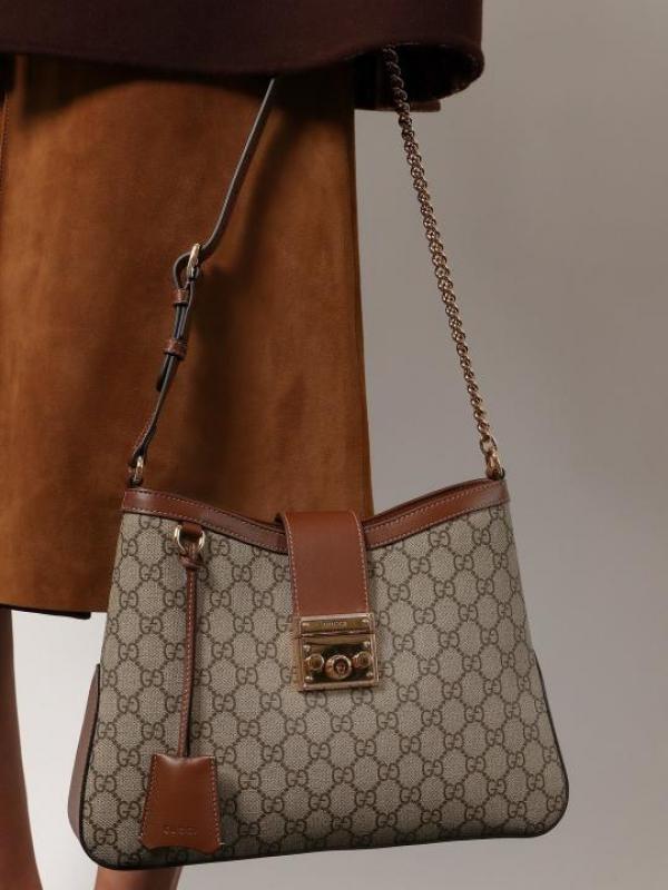 Padlock Medium Shoulder Bag With Dust Bag (Brown - 1149)