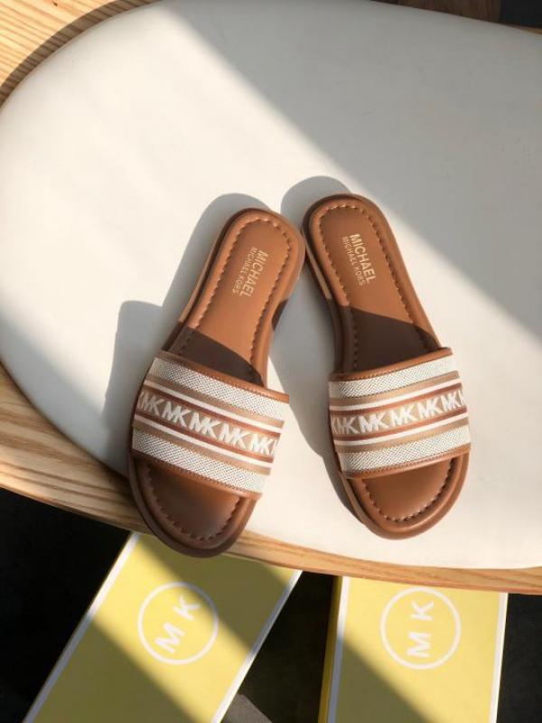 MK Sadler Slide Flats With OG Box & Dust Bag (Brown - 1100)