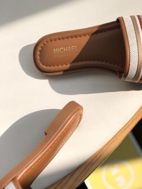 MK Sadler Slide Flats With OG Box & Dust Bag (Brown - 1100)