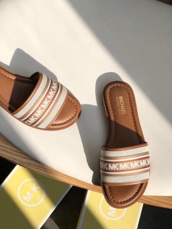 MK Sadler Slide Flats With OG Box & Dust Bag (Brown - 1100)