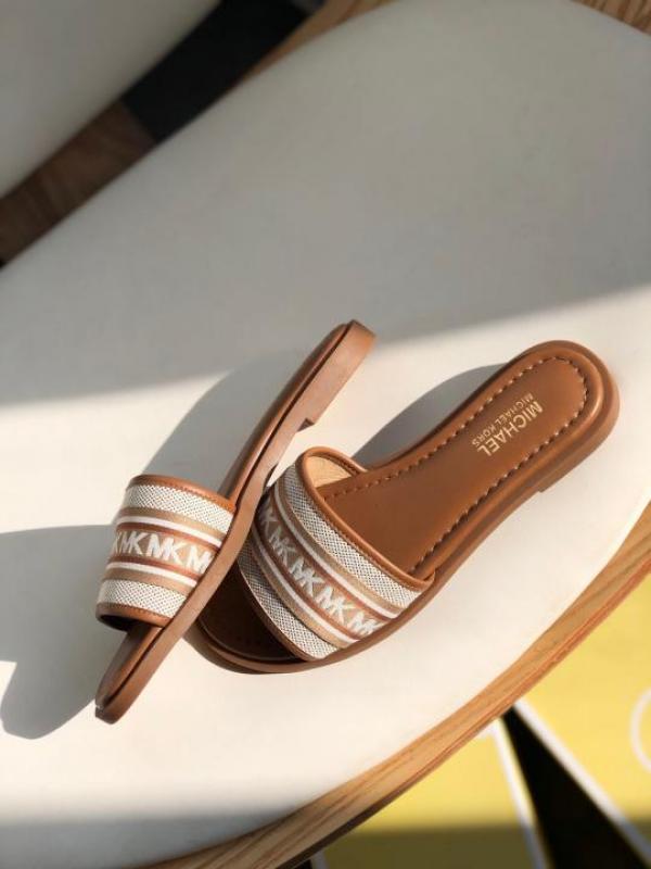 MK Sadler Slide Flats With OG Box & Dust Bag (Brown - 1100)
