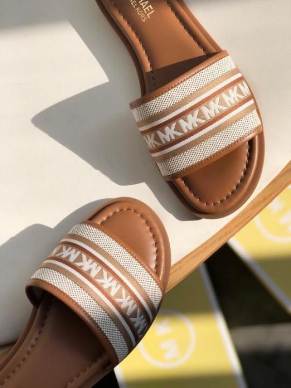 MK Sadler Slide Flats With OG Box & Dust Bag (Brown - 1100)