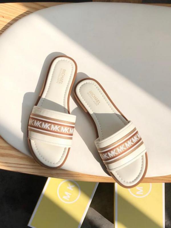 MK Sadler Slide Flats With OG Box & Dust Bag (White - 1099)