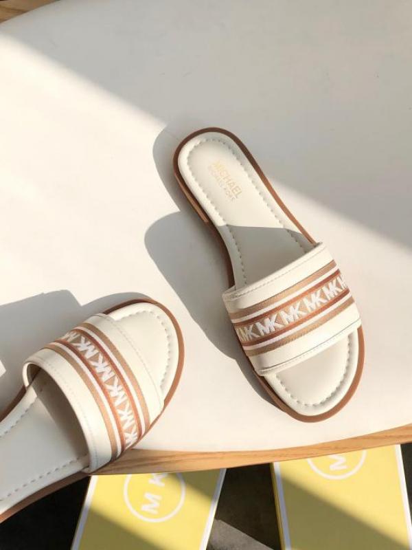 MK Sadler Slide Flats With OG Box & Dust Bag (White - 1099)