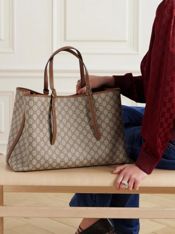 Emblem Premium Tote Bag With OG Box & Dust Bag & Scarf (Brown - 1177)