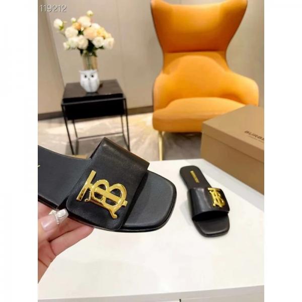 TB Monogram Premium Leather Slide With OG Box & Carry Bag (Black - 1084)