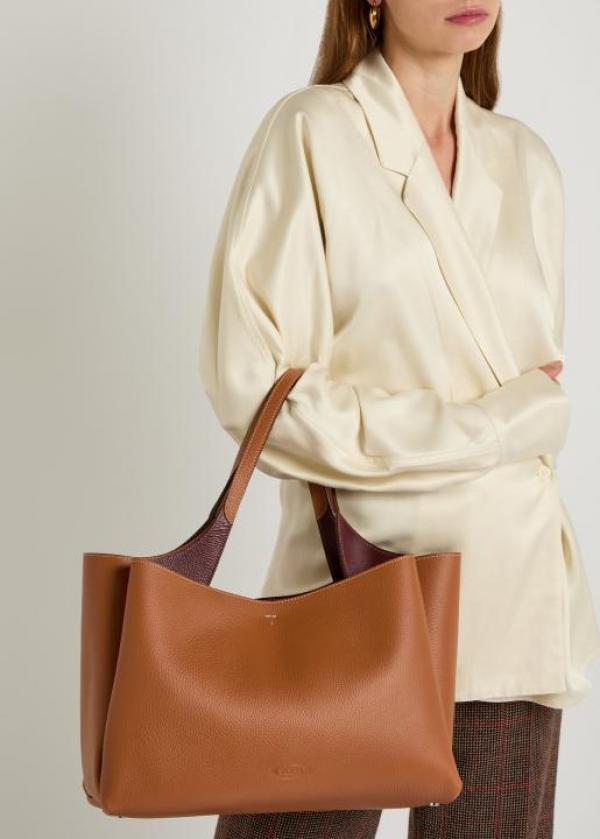 T Timeless Leather Tote Bag With OG Box & Dust Bag (Tan - 1131)