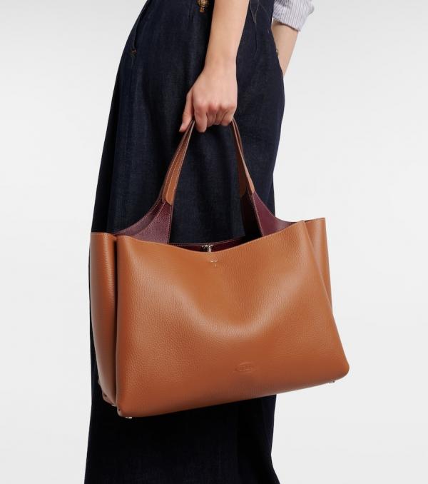 T Timeless Leather Tote Bag With OG Box & Dust Bag (Tan - 1131)