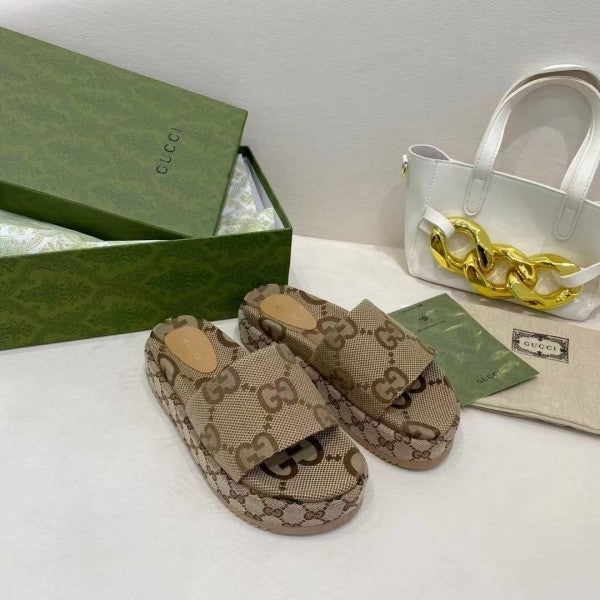 Marmont Platform Slide Sandal With OG Box & Carry Bag (Brown - 783)