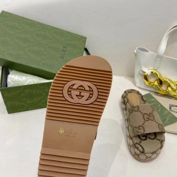 Marmont Platform Slide Sandal With OG Box & Carry Bag (Brown - 783)