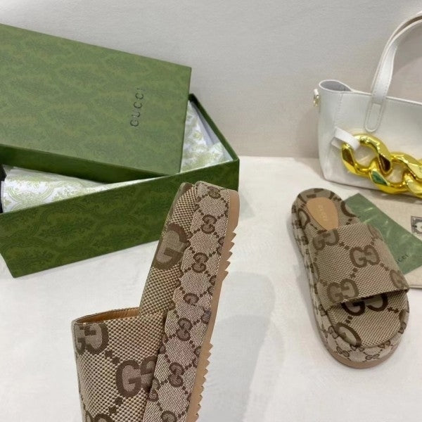 Marmont Platform Slide Sandal With OG Box & Carry Bag (Brown - 783)