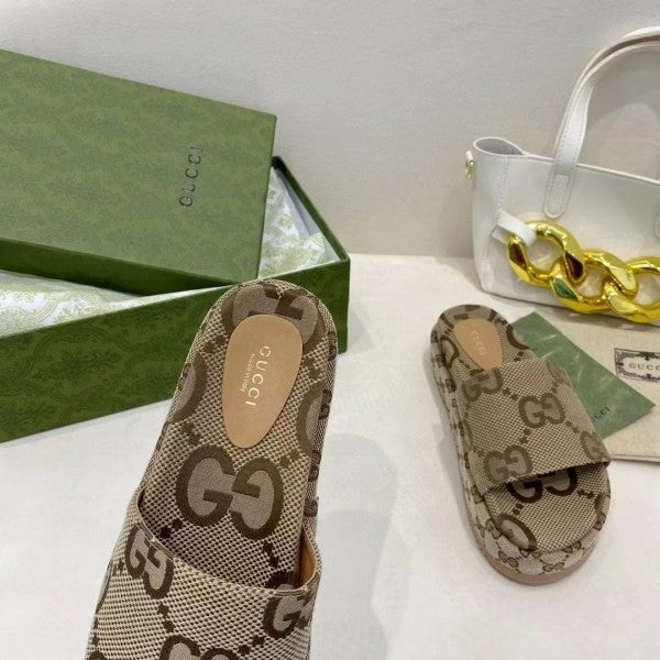 Marmont Platform Slide Sandal With OG Box & Carry Bag (Brown - 783)
