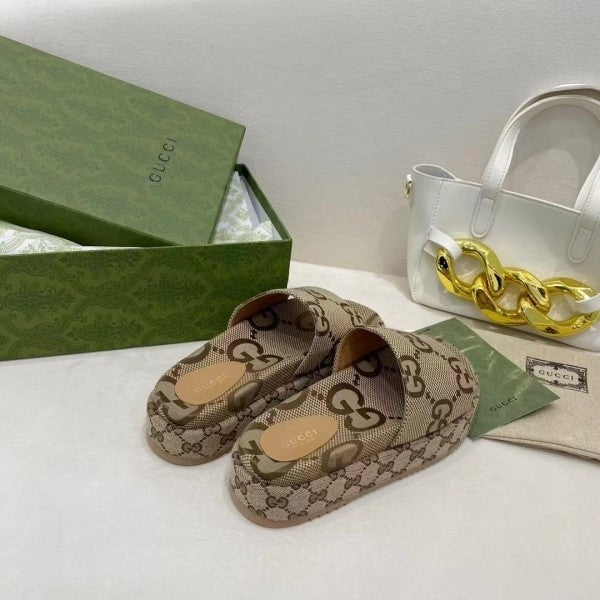 Marmont Platform Slide Sandal With OG Box & Carry Bag (Brown - 783)