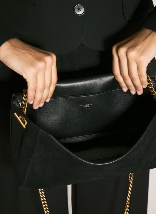 Kate Reversible Suede Shoulder Bag With OG Magnetic Box & Dust Bag (Black - 1187)