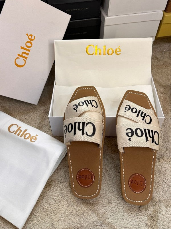 Woody Flats Slide With OG Box & Dust Bag (White - 751)
