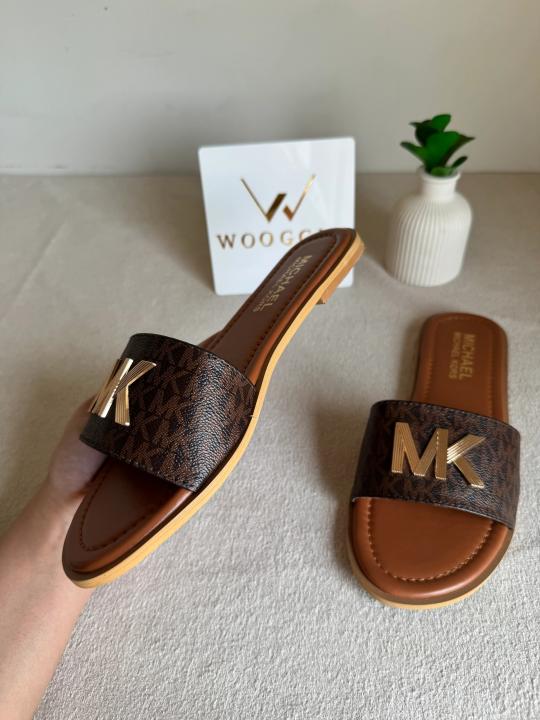 MK Deanna Slide Flats With OG Box & Dust Bag (Brown - 1096)