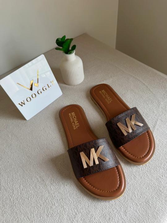 MK Deanna Slide Flats With OG Box & Dust Bag (Brown - 1096)