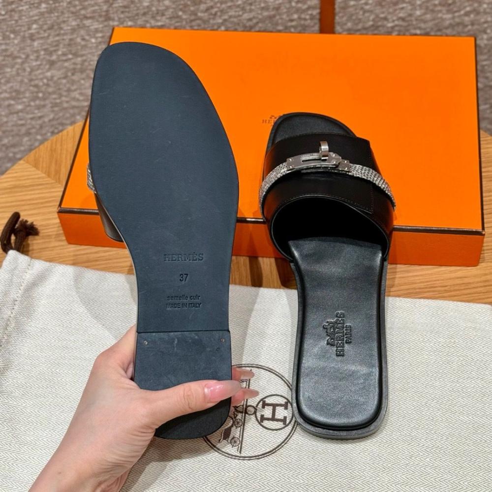 Paris Birkin Premium Flats With OG Box & Carry Bag (Black 889)