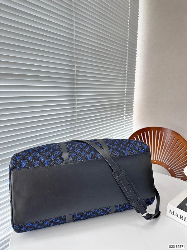 Keepall Bandoulire NBA Edition Premium Monogram Unisex Duffle Bag With Dust Bag & Accessories (Black Blue - 681)
