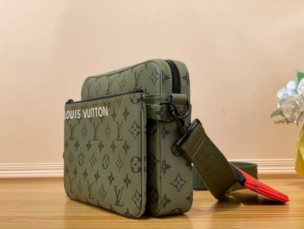 Virgil Abloh Trio Messenger Multi Crossbody Bag With OG Box & Dust Bag (Green - 994)