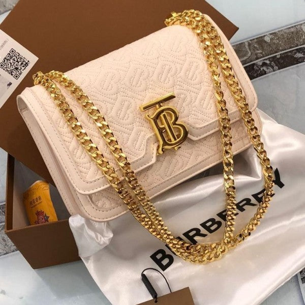 TB Monogram Shoulder Bag With OG Box & Dust Bag (White - 347)