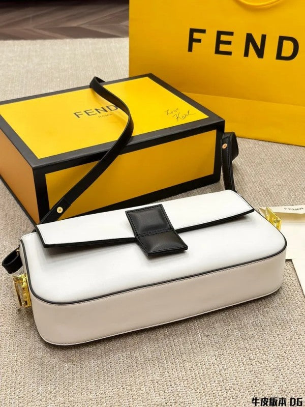 Baguette Twist Premium Shoulder Crossbody Bag With OG Box & Dust Bag & 2 Belts (White - 928)