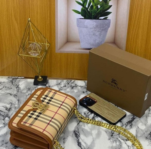 TB Monogram Quilted Shoulder Bag With OG Box & Dust Bag (Cheks - 348)
