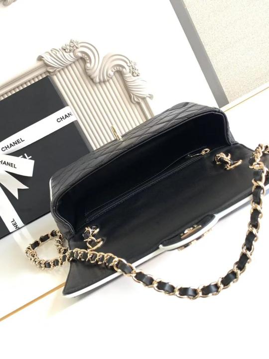 Pearl Classic Panda Flap Shoulder Bag With OG Box & Dust Bag (Black - 1201)